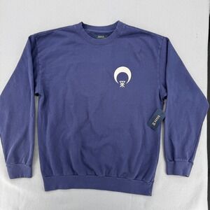 Roark Mens Large Blue Seek & Explore Graphic Crewneck Pullover Sweatshirt NEW